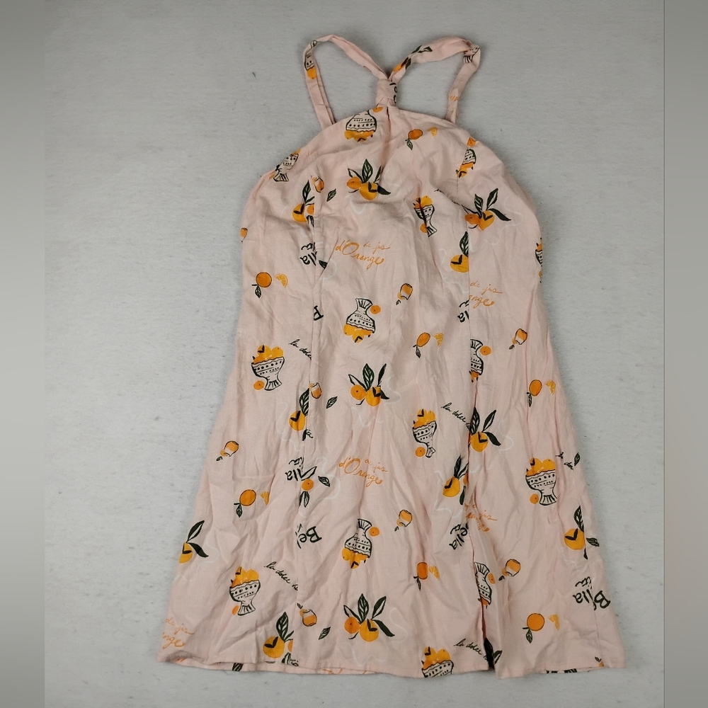 NWT Wild Fable Blush Pink Halter Dress with Orange Print Size XL - Picture 2 of 6